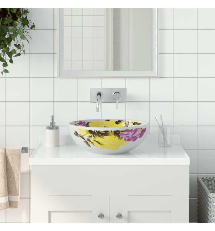 Vasque à poser multicolore rond Φ41x14 cm céramique | Mobilier & Déco