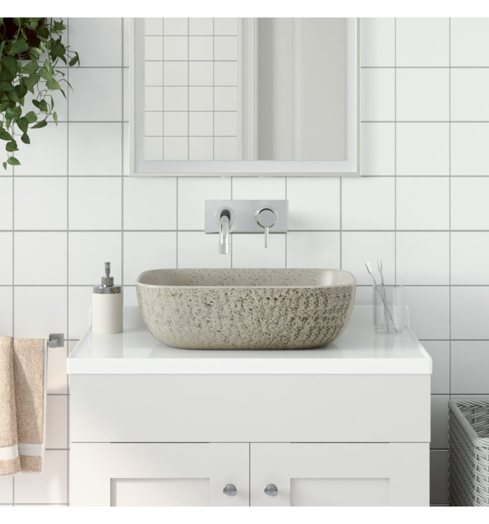 Vasque à poser gris rectangulaire 48x37,5x13,5 cm céramique | Mobilier & Déco
