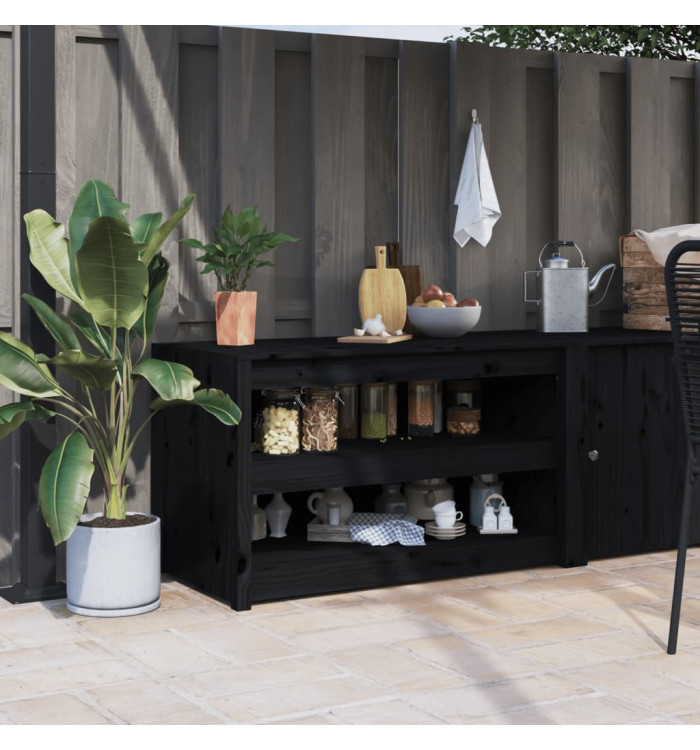 Armoire de cuisine d'extérieur noir 106x55x64cm bois pin massif | Mobilier & Déco