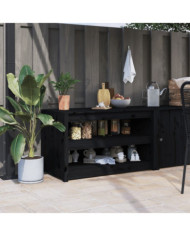 Armoire de cuisine d'extérieur noir 106x55x64cm bois pin massif | Mobilier & Déco