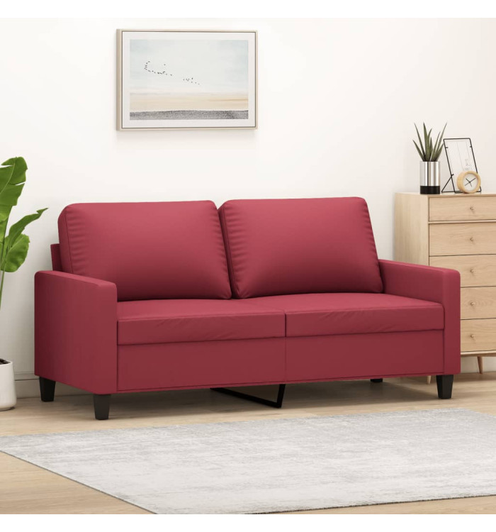 Canapé à 2 places Rouge bordeaux 140 cm Similicuir | Mobilier & Déco