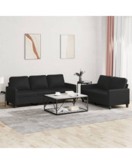 Ensemble de canapés 2 pcs avec coussins Noir Similicuir | Mobilier & Déco