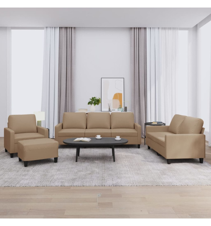 Ensemble de canapés 4 pcs avec coussins Cappuccino Similicuir | Mobilier & Déco