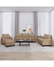 Ensemble de canapés 4 pcs avec coussins Cappuccino Similicuir | Mobilier & Déco