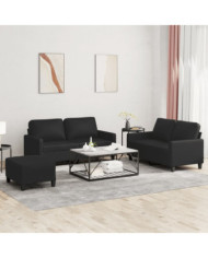 Ensemble de canapés 3 pcs avec coussins Noir Similicuir | Mobilier & Déco