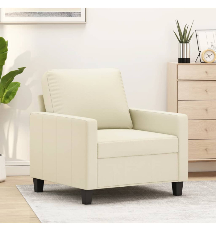 Fauteuil Crème 60 cm Similicuir | Mobilier & Déco