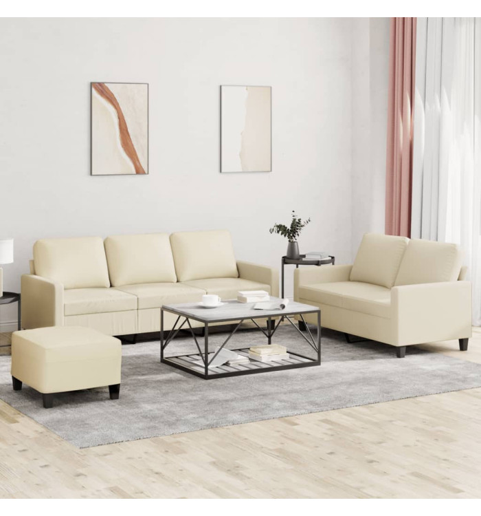 Ensemble de canapés 3 pcs avec coussins Crème Similicuir | Mobilier & Déco