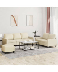 Ensemble de canapés 3 pcs avec coussins Crème Similicuir | Mobilier & Déco