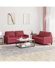 Ensemble de canapés 2 pcs et coussins Rouge bordeaux Similicuir | Mobilier & Déco