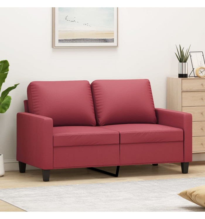 Canapé à 2 places Rouge bordeaux 120 cm Similicuir | Mobilier & Déco
