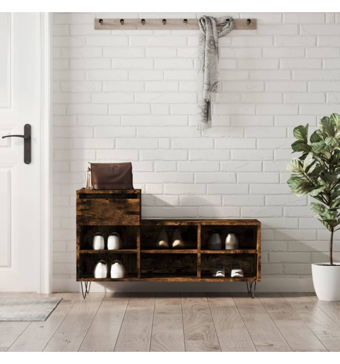 Armoire à chaussures Chêne fumé 102x36x60 cm Bois d'ingénierie | Mobilier & Déco