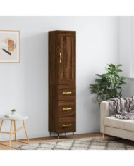Buffet haut Chêne marron 34,5x34x180 cm Bois d'ingénierie | Mobilier & Déco