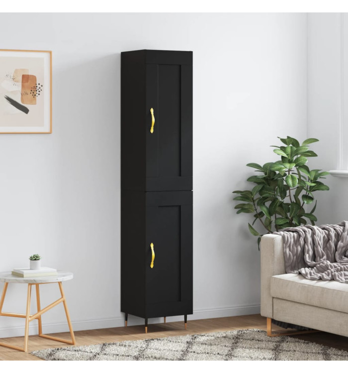 Buffet haut Noir 34,5x34x180 cm Bois d'ingénierie | Mobilier & Déco