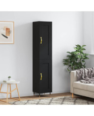 Buffet haut Noir 34,5x34x180 cm Bois d'ingénierie | Mobilier & Déco