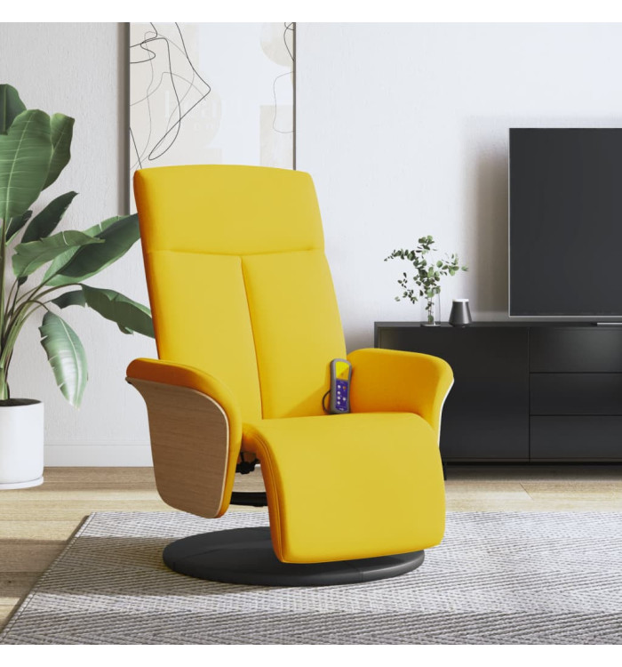 Fauteuil inclinable de massage repose-pieds jaune clair tissu | Mobilier & Déco