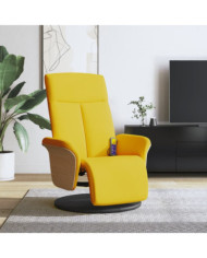 Fauteuil inclinable de massage repose-pieds jaune clair tissu | Mobilier & Déco