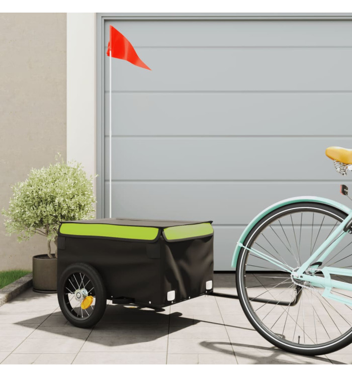 Remorque de vélo noir et vert 30 kg fer | Mobilier & Déco