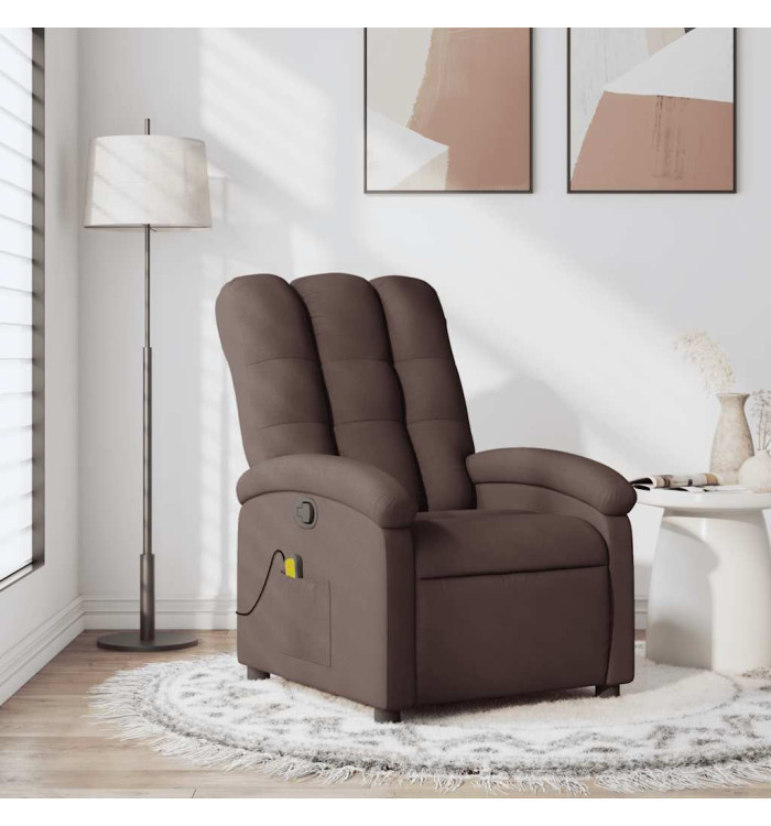 Fauteuil de massage inclinable Marron foncé Tissu | Mobilier & Déco