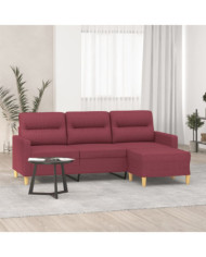 Canapé à 3 places avec repose-pieds Rouge bordeaux 180 cm Tissu | Mobilier & Déco