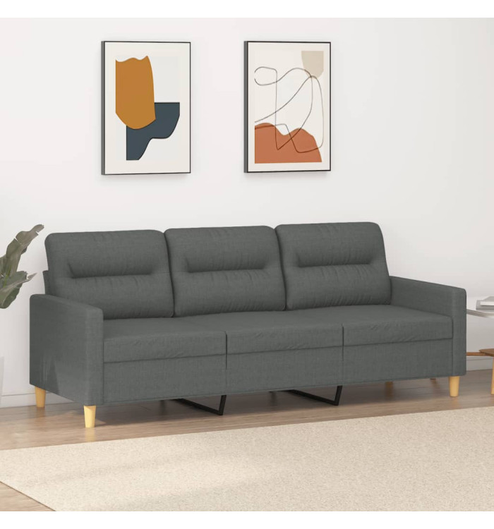 Canapé à 3 places Gris foncé 180 cm Tissu | Mobilier & Déco