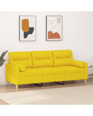 Canapé 3 places avec oreillers jaune clair 180 cm tissu | Mobilier & Déco