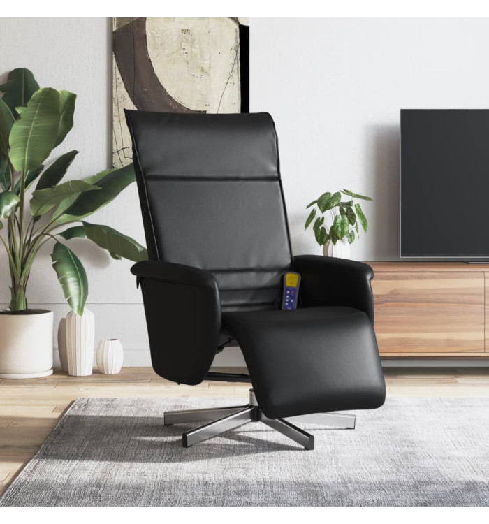 Fauteuil inclinable de massage repose-pieds noir similicuir | Mobilier & Déco