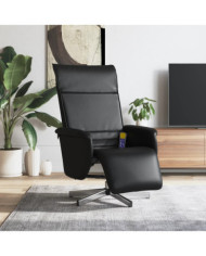 Fauteuil inclinable de massage repose-pieds noir similicuir | Mobilier & Déco