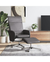 Fauteuil inclinable avec repose-pied gris similicuir | Mobilier & Déco