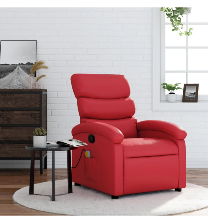 Fauteuil de massage inclinable rouge similicuir | Mobilier & Déco