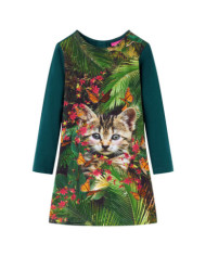 Robe pour enfants à manches longues vert foncé 128 | Mobilier & Déco