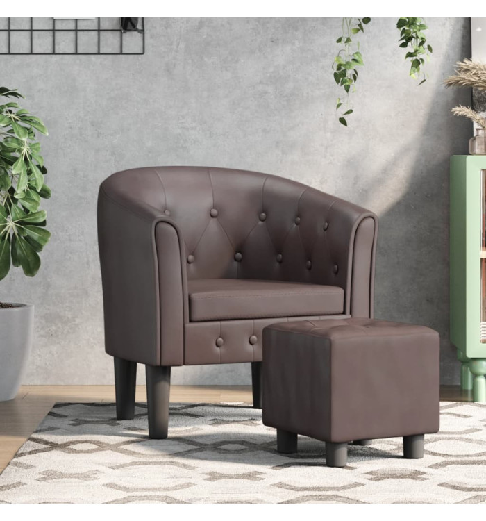 Chaise cabriolet avec repose-pied marron similicuir | Mobilier & Déco