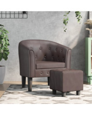 Chaise cabriolet avec repose-pied marron similicuir | Mobilier & Déco
