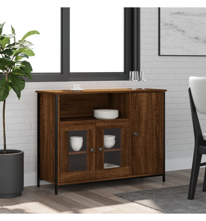 Buffet chêne marron 100x35x75 cm bois d'ingénierie | Mobilier & Déco