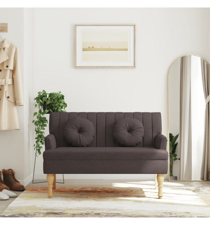 Banc avec coussins marron foncé 113x64,5x75,5 cm tissu | Mobilier & Déco