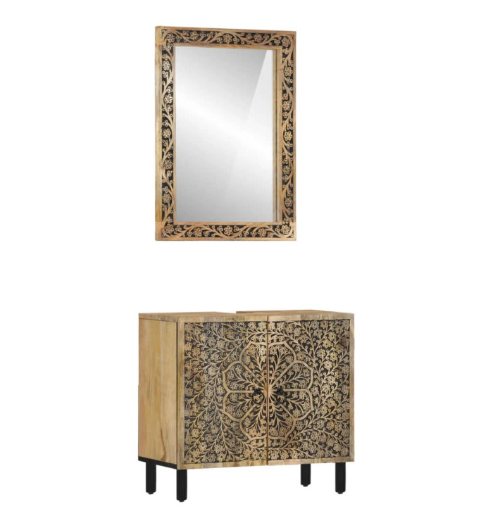 Ensemble de meubles salle de bain 2 pcs bois de manguier massif | Mobilier & Déco