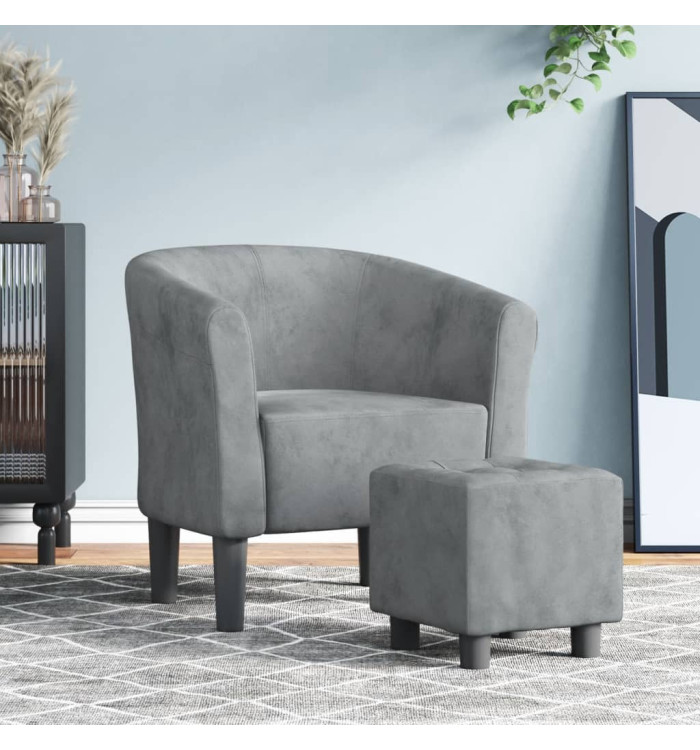 Chaise cabriolet avec repose-pied gris foncé velours | Mobilier & Déco