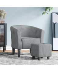 Chaise cabriolet avec repose-pied gris foncé velours | Mobilier & Déco