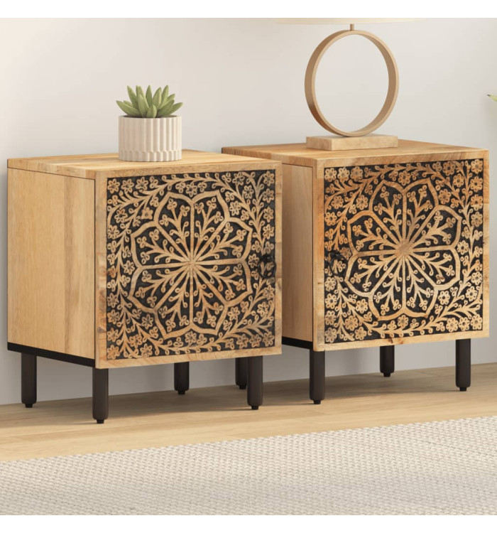 Tables de chevet 2 pcs 40x33x46 cm Bois de manguier solide | Mobilier & Déco