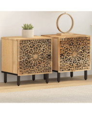 Tables de chevet 2 pcs 40x33x46 cm Bois de manguier solide | Mobilier & Déco