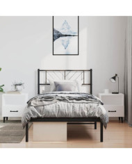 Cadre de lit métal sans matelas avec tête de lit noir 100x190cm | Mobilier & Déco