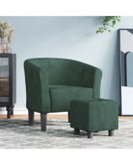 Chaise cabriolet avec repose-pied vert foncé velours | Mobilier & Déco