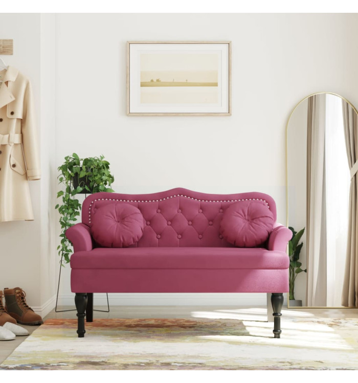 Banc avec coussins bordeaux 120,5x65x75 cm velours | Mobilier & Déco