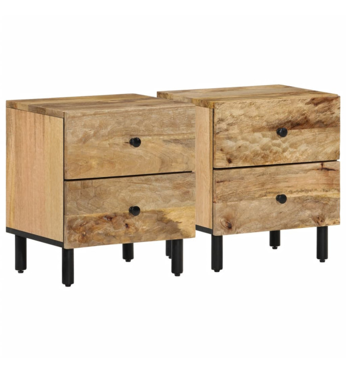Tables de chevet 2 pcs 40x33x46 cm Bois de manguier solide | Mobilier & Déco