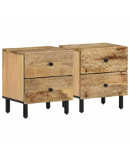 Tables de chevet 2 pcs 40x33x46 cm Bois de manguier solide | Mobilier & Déco