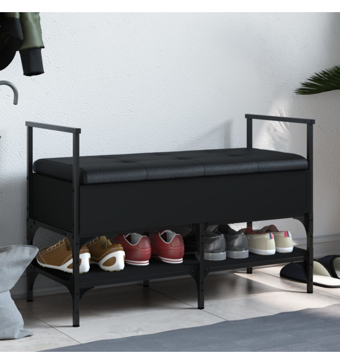 Banc à chaussures noir 85,5x42x57,5 cm bois d'ingénierie | Mobilier & Déco