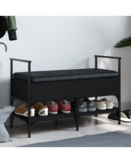 Banc à chaussures noir 85,5x42x57,5 cm bois d'ingénierie | Mobilier & Déco