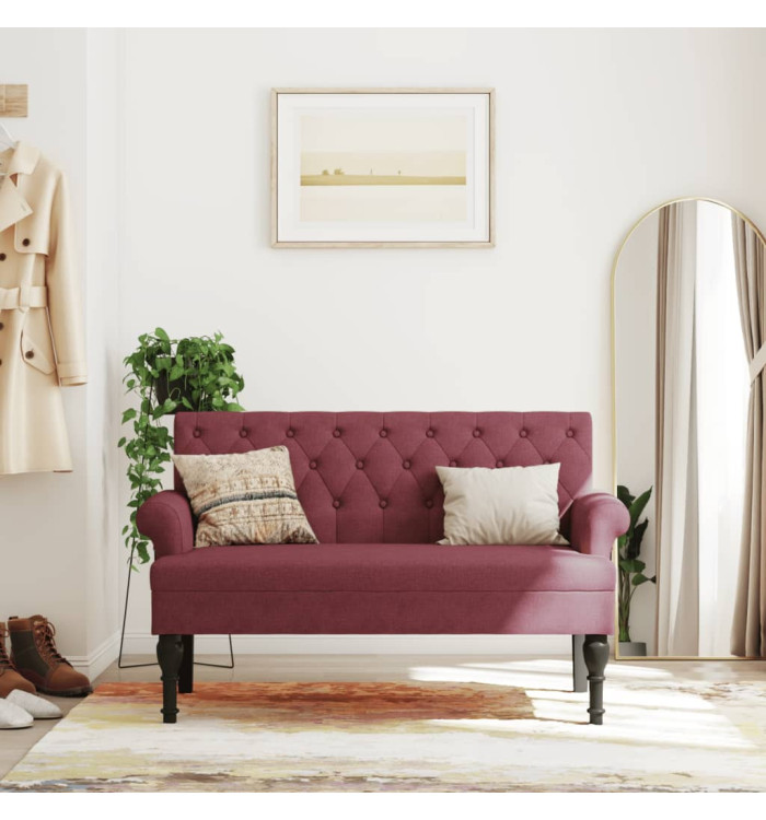 Banc avec dossier rouge bordeaux 120x62x75,5 cm tissu | Mobilier & Déco
