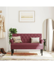 Banc avec dossier rouge bordeaux 120x62x75,5 cm tissu | Mobilier & Déco