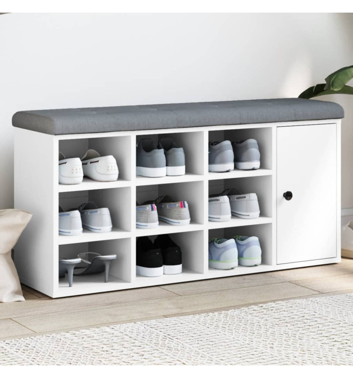 Banc à chaussures blanc 102x32x50 cm bois d'ingénierie | Mobilier & Déco