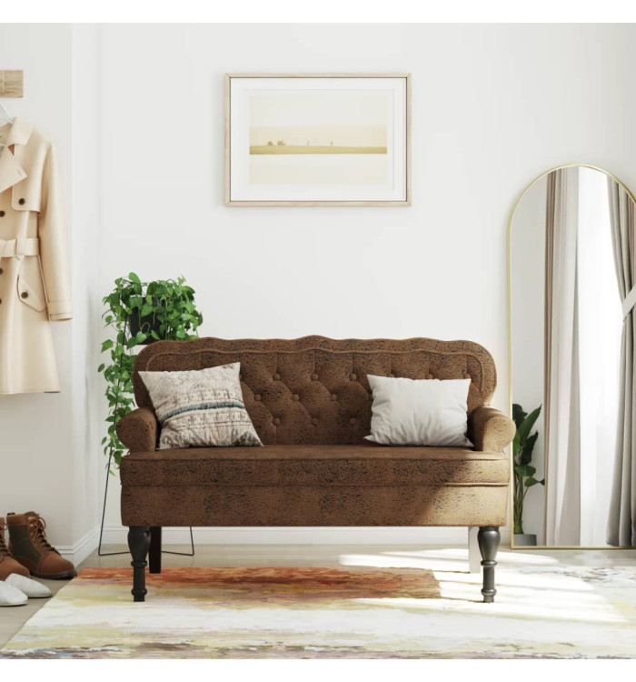 Banc avec dossier marron 119,5x64,5x75 cm similicuir daim | Mobilier & Déco